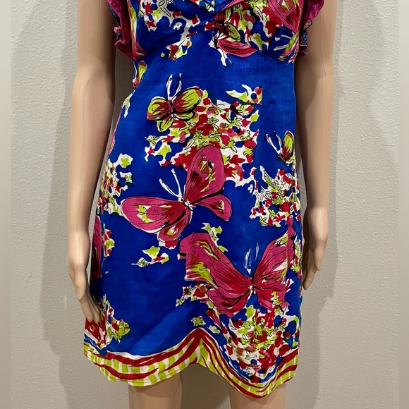 Nanette Lepore Ruffle Halter Butterfly Floral Tie Back Mini Dress 6 - Picture 4 of 5